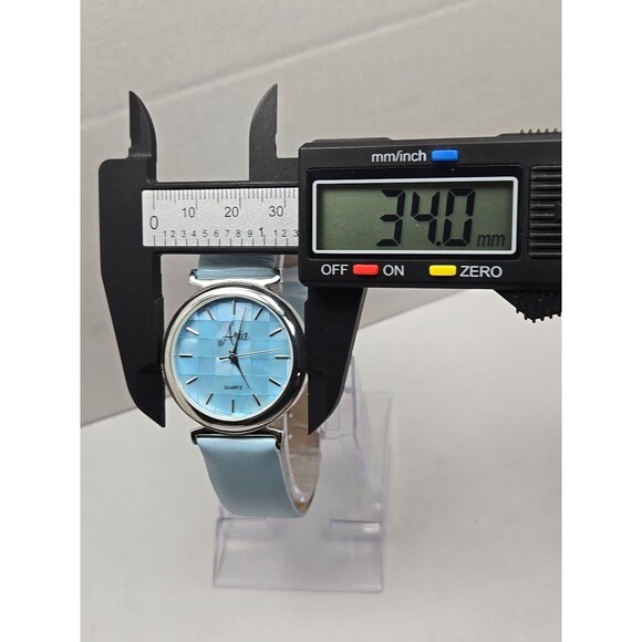 Aria Sterling Silver Watch Blue MOP Mosaic Dial Japanese Quartz New Battery - Picture 5 of 12